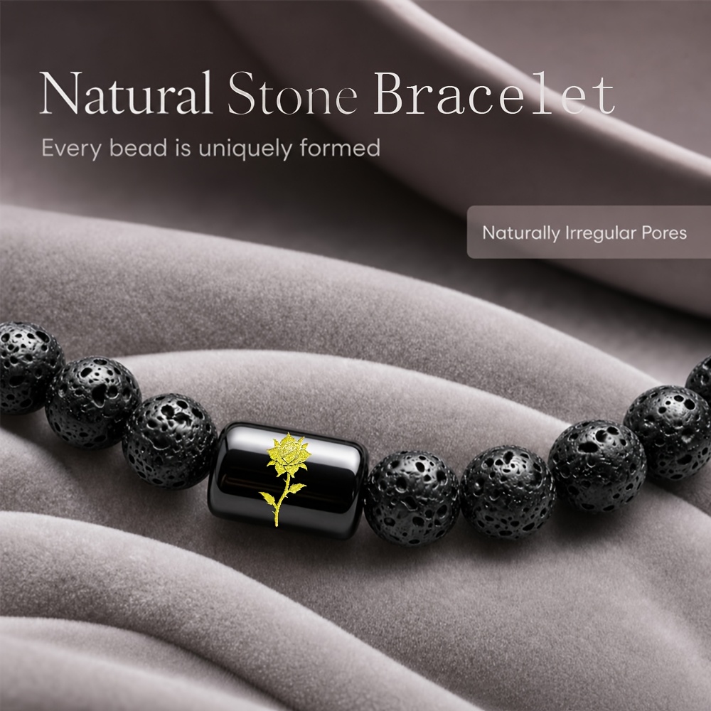 Bohemian Rose & Thorn Natural Stone Beaded Bracelet